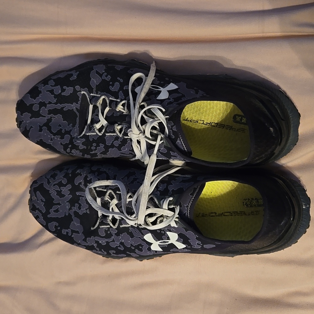 Under Armour, size 13, Black and white camo
